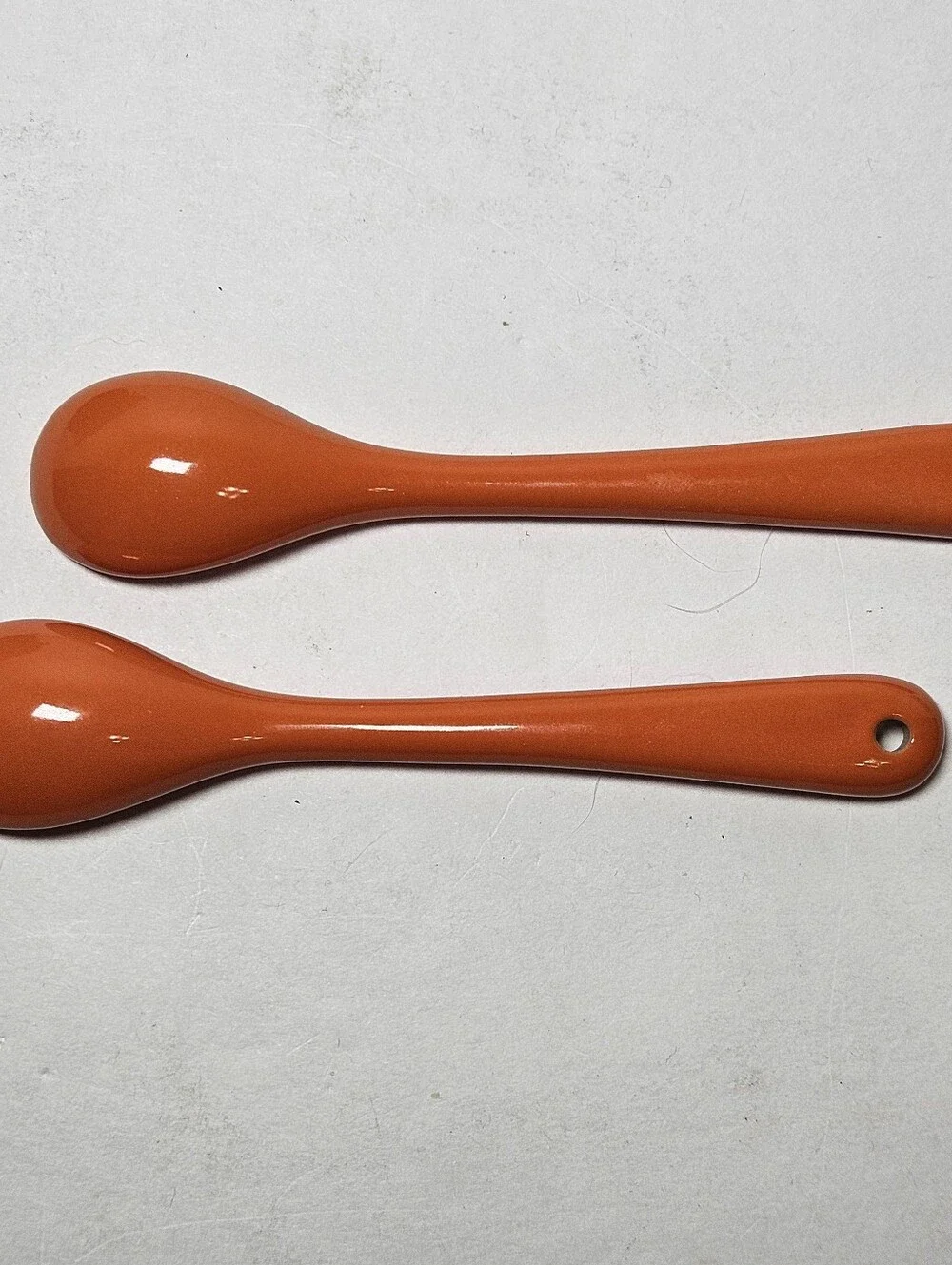 Le Creuset Mini Cocotte Set of 2 Flame Volcanic Orange Red w 2 Spoons 1 Lid